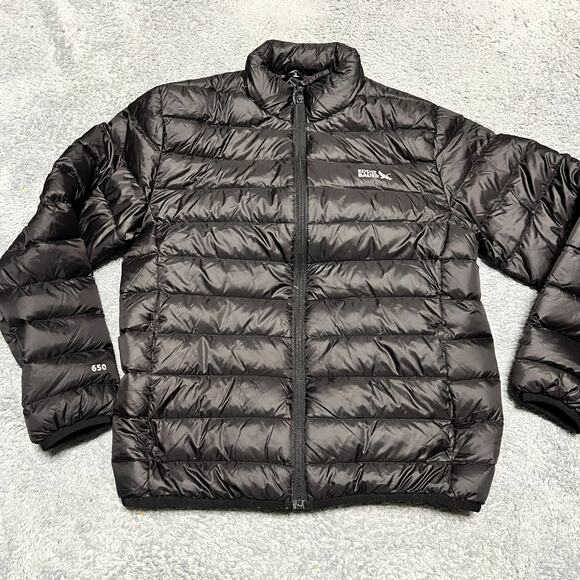 Eddie Bauer Puffer Jacket Kids Youth Large 10/12 Nlack 650 Down Coat - Picture 1 of 9
